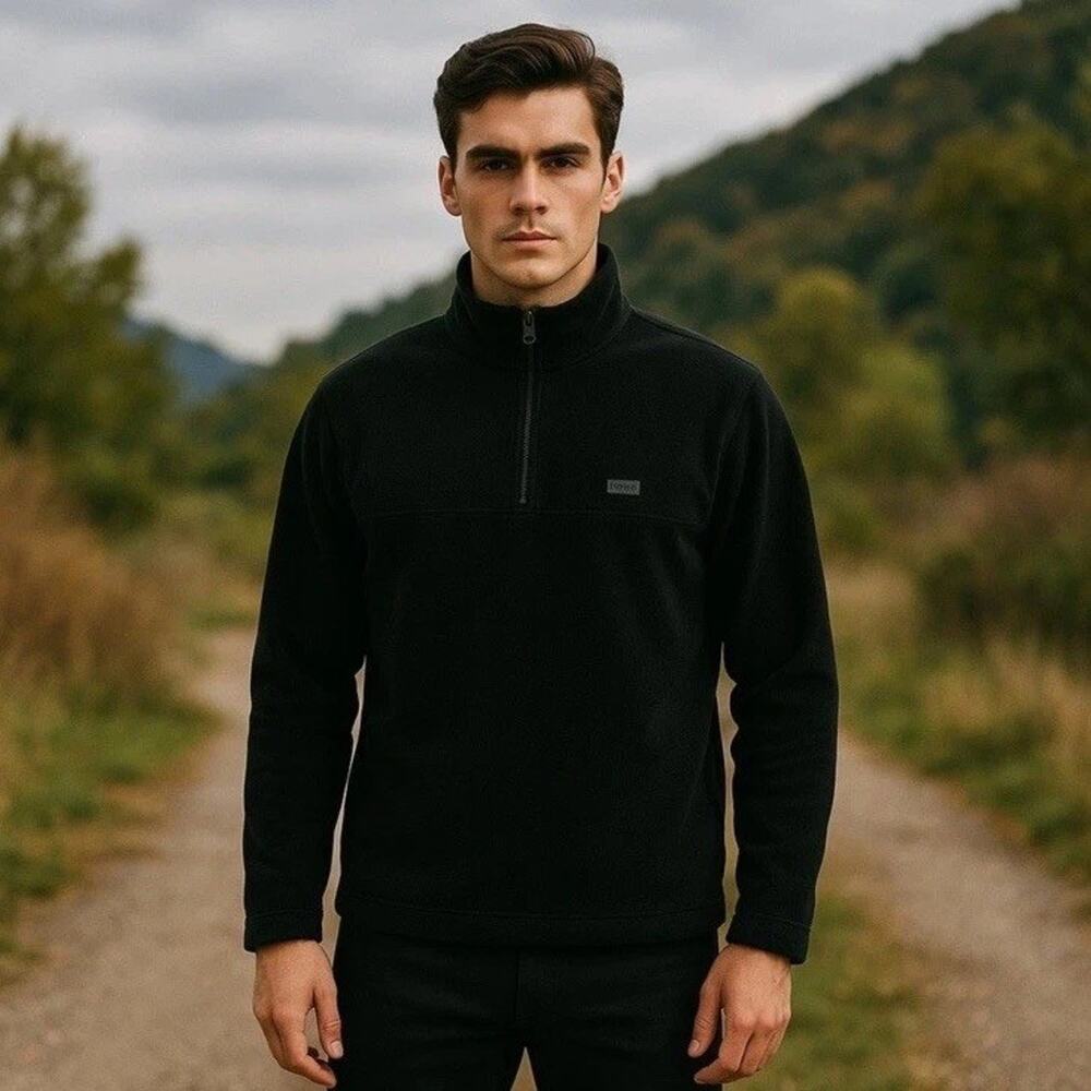 RAINS Addis Fleece 1/4 Half Zip Jacket Pullover Black Size XXL MSRP $110